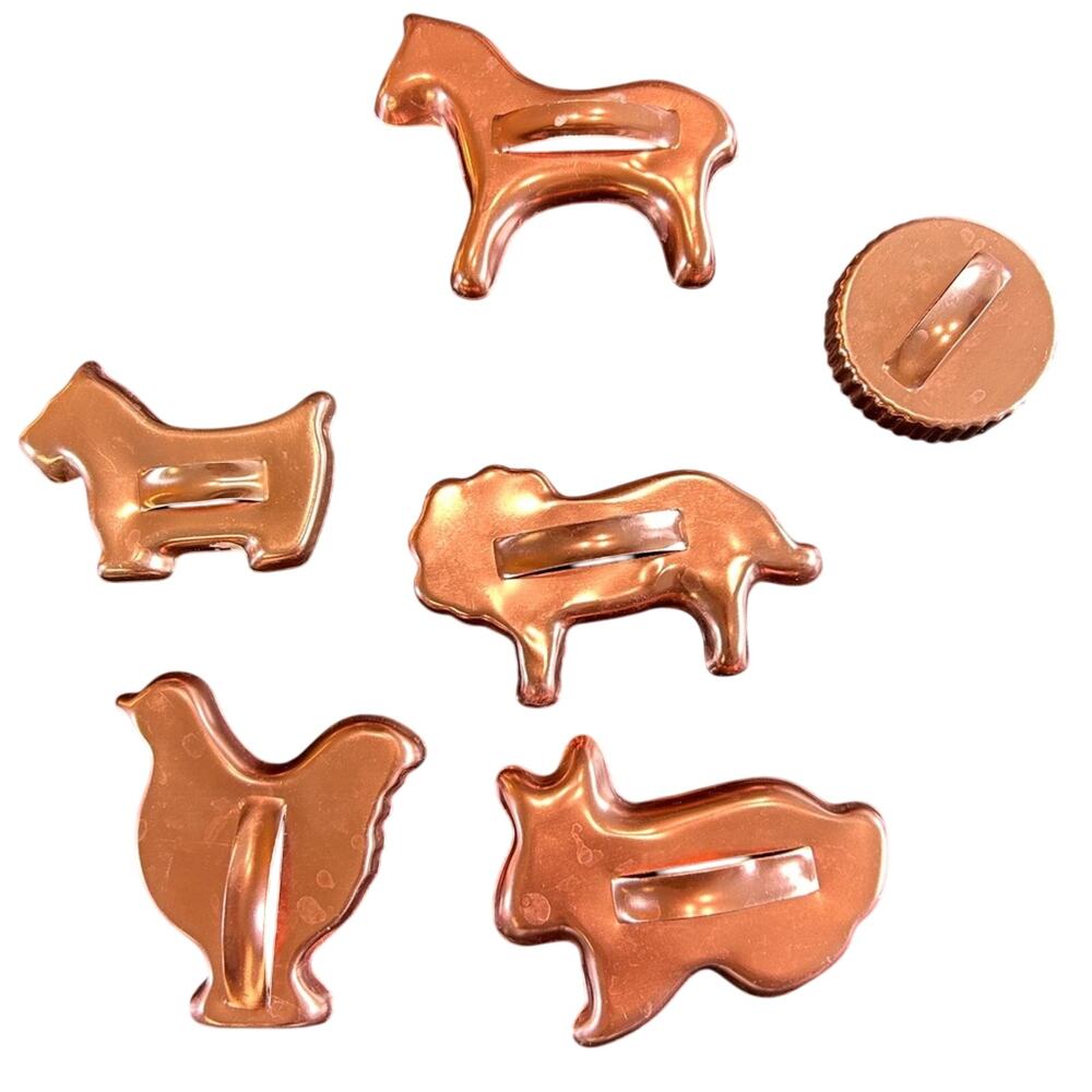 Vintage Copper 6 Cookie Cutters Set